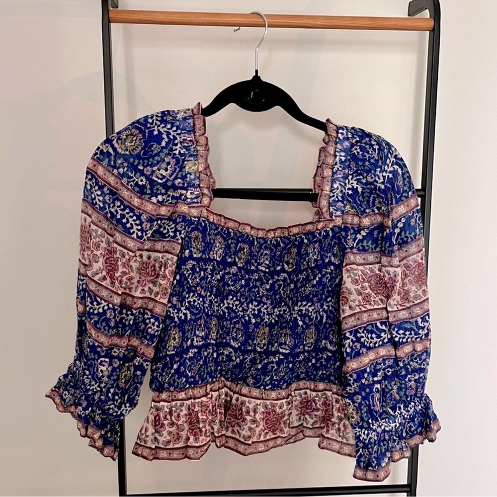 Sea New York Blue and Pink Floral Blouse